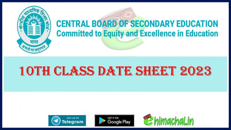 Cbse 10th Class Date Sheet 2023