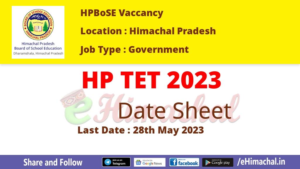 HP TET 2023 Date Sheet Exam Center Code Syllabus Exam Pattern